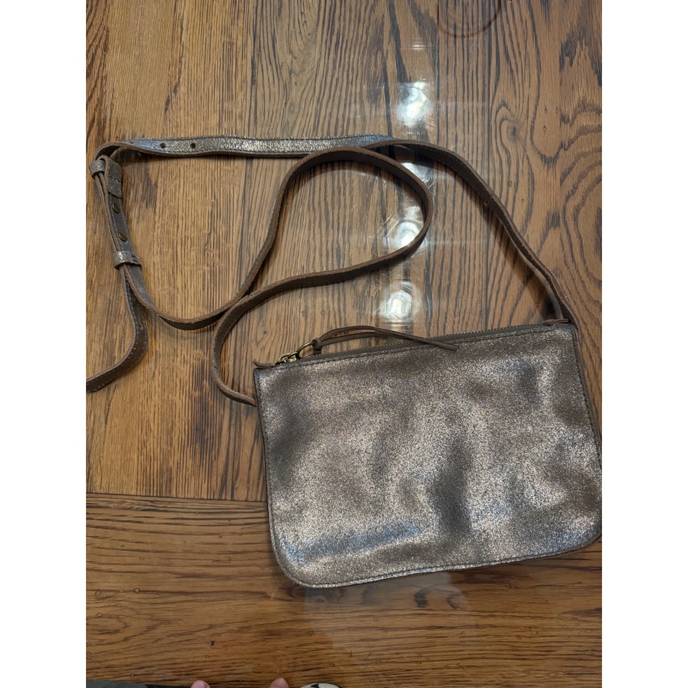 Madewell Crossbody Purse Womens Small Bronze Metallic Leather Sparkly M2053